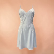 Vtg Val Mode Lingerie Baby Doll Fairy Party 80's White Lace Slip Dress USA Satin