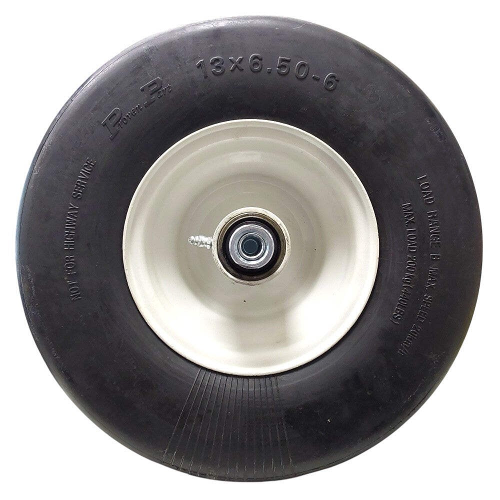 Semi Pneumatic 13X6.50-6 Flat Free Tire White Rim Fits Exmark 1