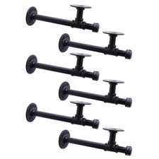 3/4" Industrial Pipe Shelf Brackets, Black Iron Wall Mounted DIY Shelving Bra...