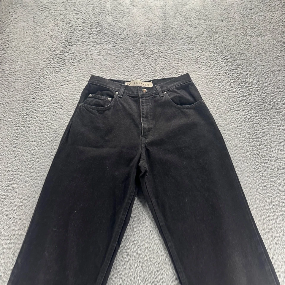 Jeans Arizona Vintage Para Hombre 32x28 Negro Algodón Lavado Oscuro Denim Relajado Suelto Foto 2 de 4