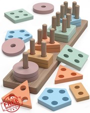 Montessori Wooden Shape Sorter Toys for 1-2 Year Old Toddlers Learning