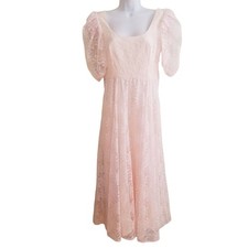 Alicia 7 8 Pink Floral Lace Fairy Tale Princess Dress Vintage USA Victorian Rege