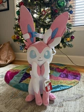 GIANT XL Sylveon Pokemon Plush Jazwares 24” Plushie Sylveon RARE Oversized NEW!