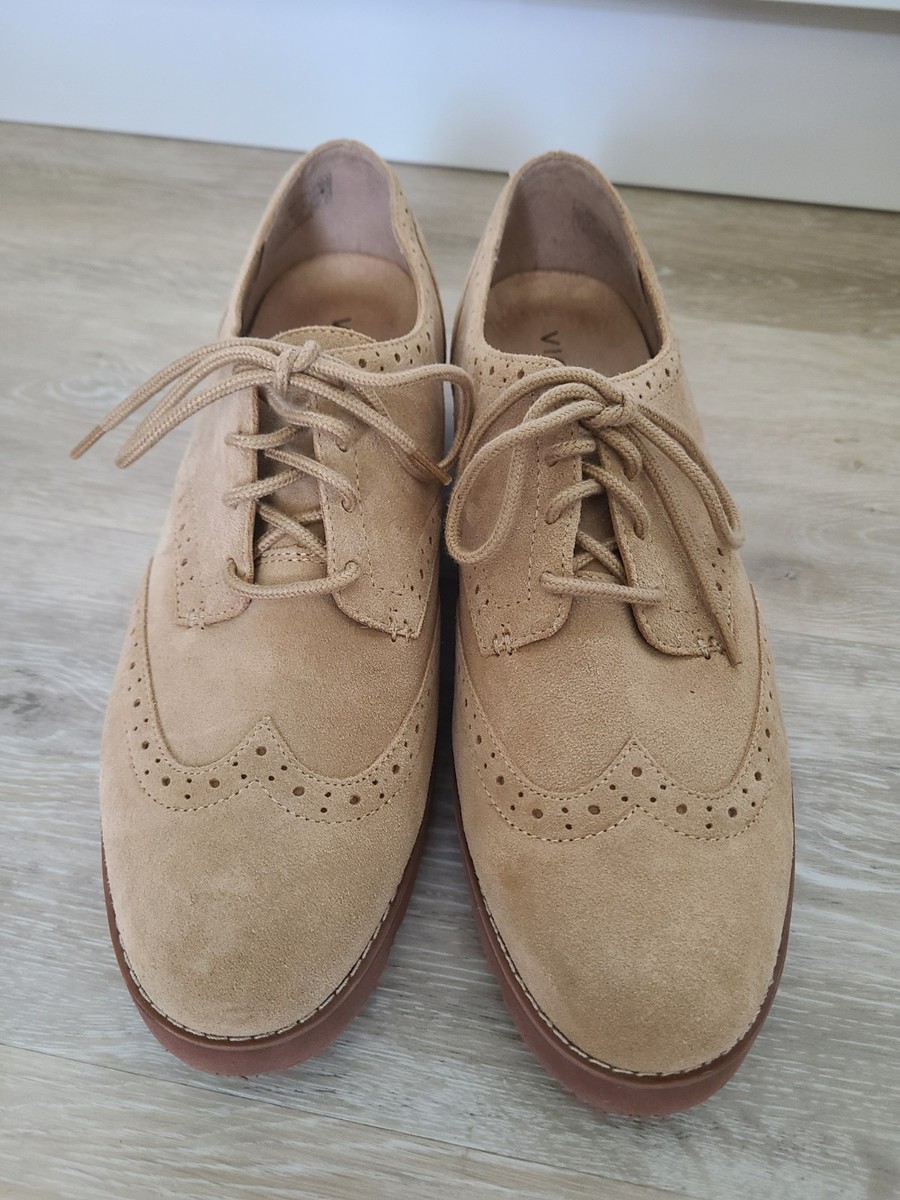 vionic dress shoes Women's Alfina Beige Tan Camel Suede Classic Oxford US Size 11 Wide Pumps Powered by Vio derby26 Size:40W X 30L Bella Swan Blue Halter Silver
