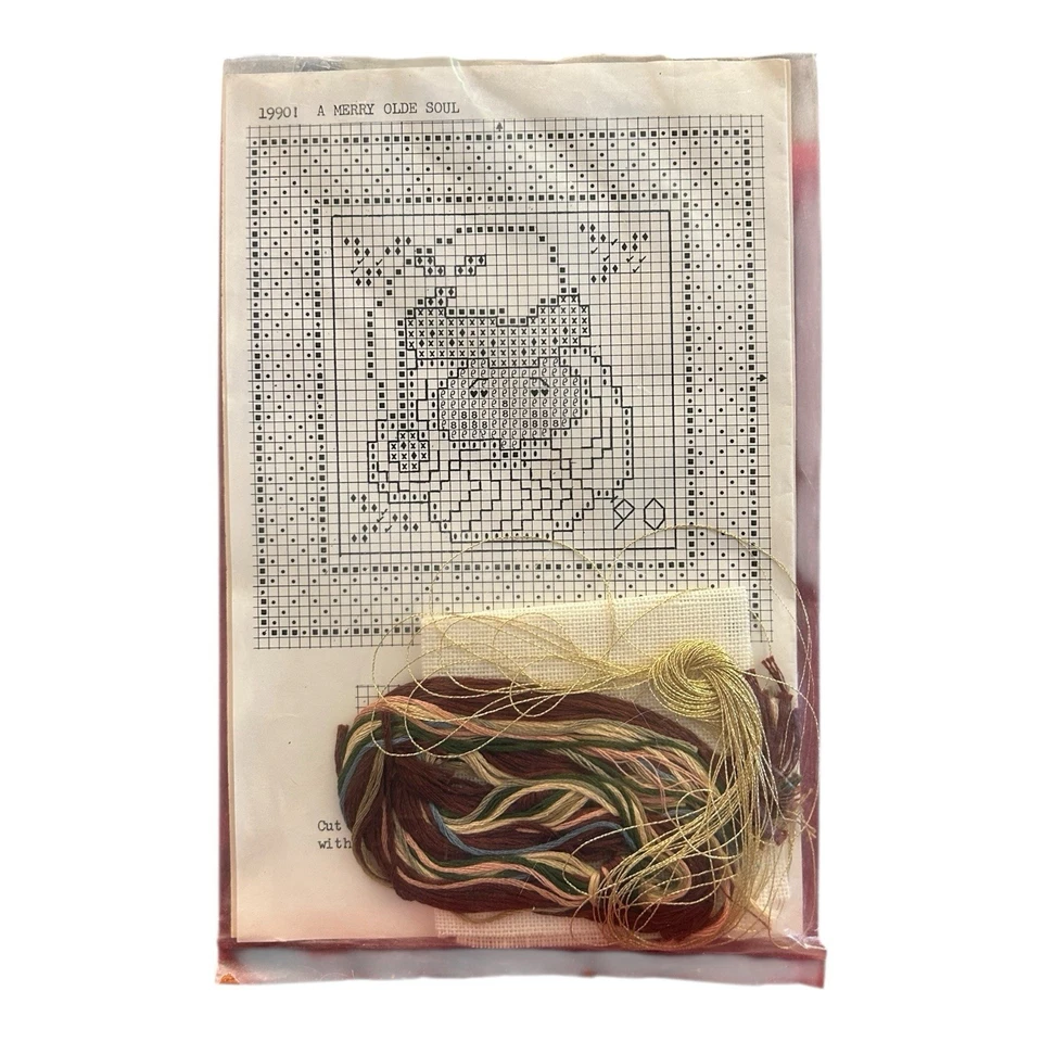 Homespun Elegance 计数十字绣套件 1990 年 A Merry Olde Soul 装饰圣诞老人 — 第 2/2 张图片