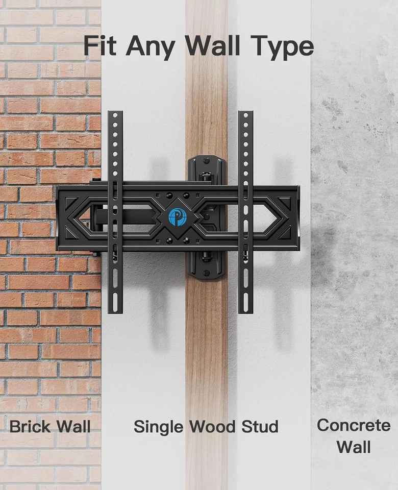  Soporte de pared para TV de movimiento completo para televisores planos curvos de 26-60 pulgadas, individual de alta resistencia  Foto 3 de 4