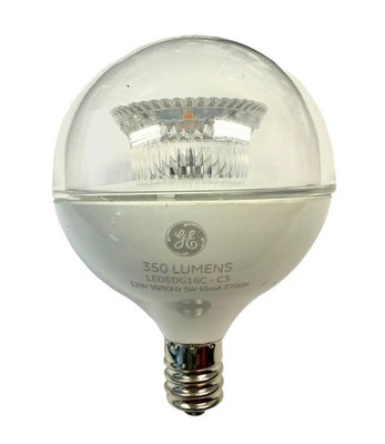 GE G16.5 Globe LED Light Bulb, E12 Candelabra Base, 40W Equivalent, 2700K Warm W