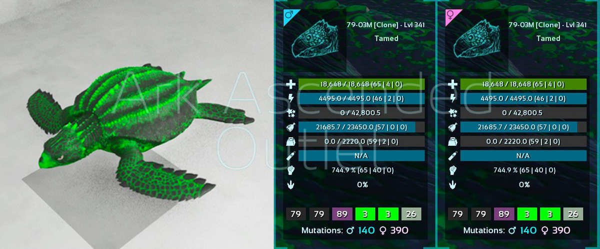 Ark Survival Ascended-Archelon-Dino-Top Stats-Solid Colors-PC/XBOX