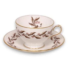 Minton Rosewood S640 Tea Cup Saucer Set Bone China England Vintage 1950's 