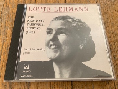 Lotte Lehmann: New York Farewell Recital 1951 / Ulanowsky (CD, 1995) Schumann