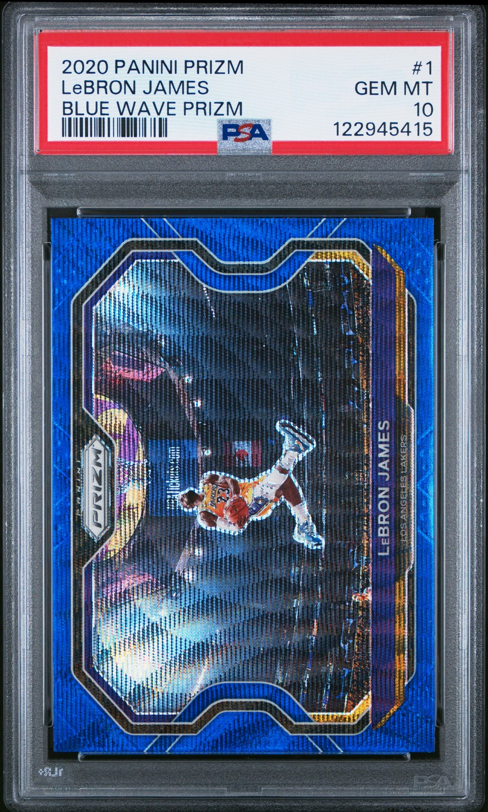 2020 PANINI PRIZM BLUE WAVE PRIZM #1 LEBRON JAMES PSA 10