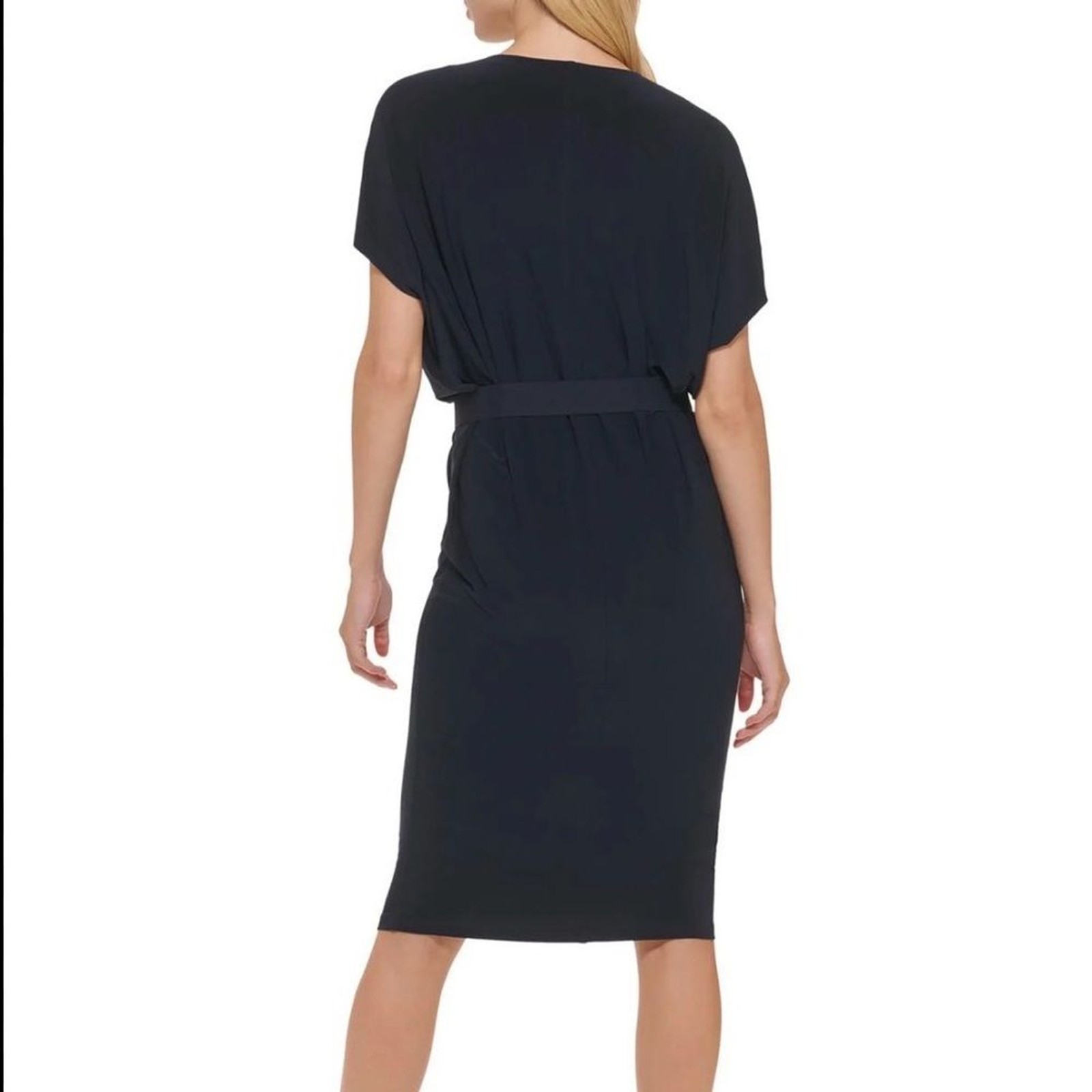 NWT Tommy Hilfiger Navy Blue Dress w/Ruched Shoulder and Seatbelt Style Belt 14 thumbnail 2