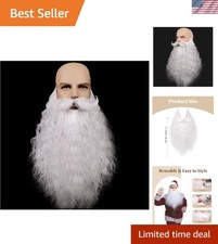 18 Inches Men'S Long Curly White Synthetic Pre - Styled Realistic Fake Beard for