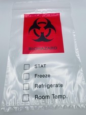 Zip-Style Biohazard Specimen Bags 100 Pack 9x6 Inch Clear Plastic Latex Free
