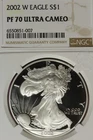 2002 W NGC PF70 ULTRA CAMEO AMERICAN SILVER EAGLE #B52869