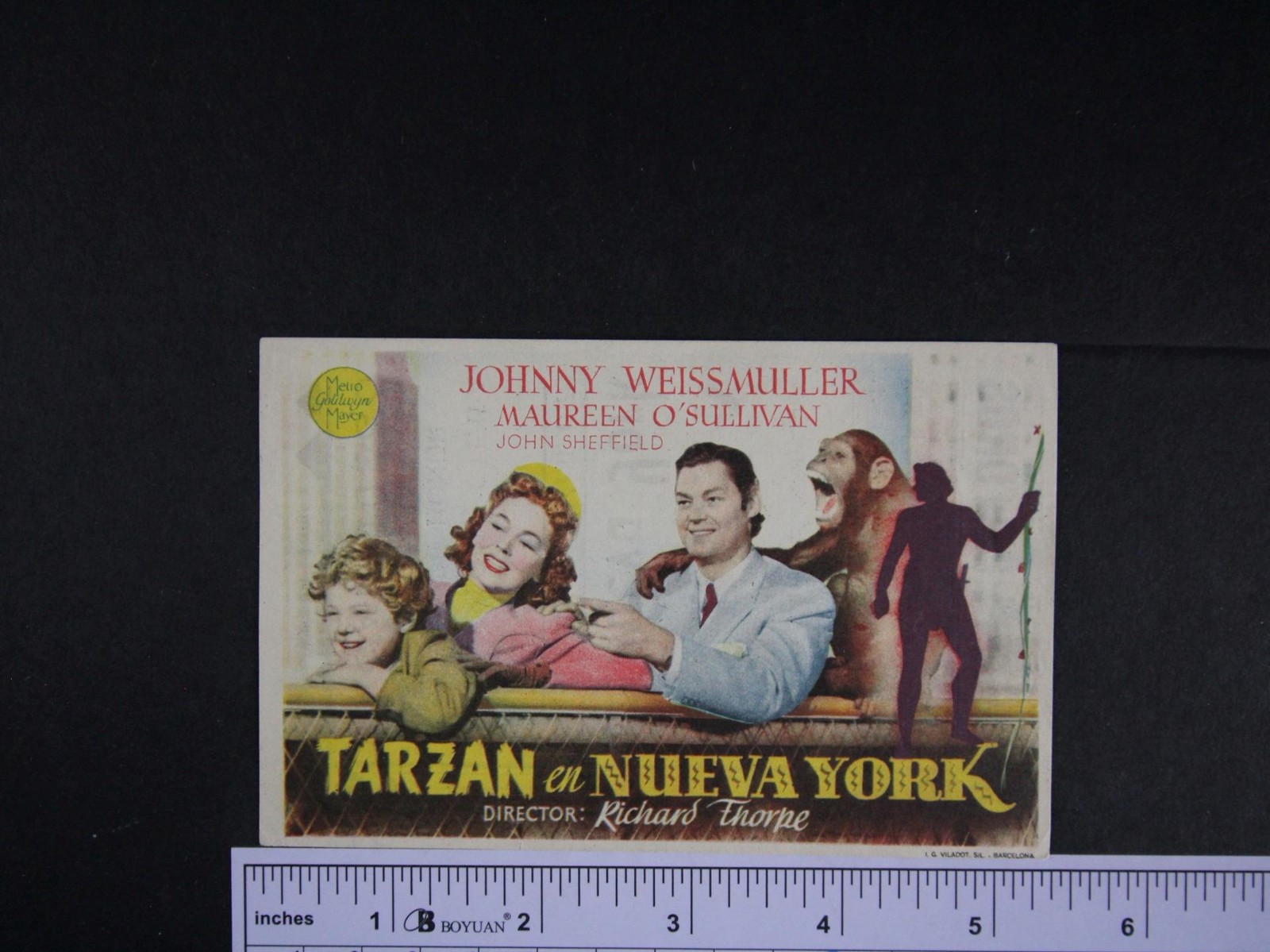 LOT: TWO 1940s-1950s JOHNNY WEISSMULLER (TARZAN) PROMO ITEMS~CARD~PAMPHLET~