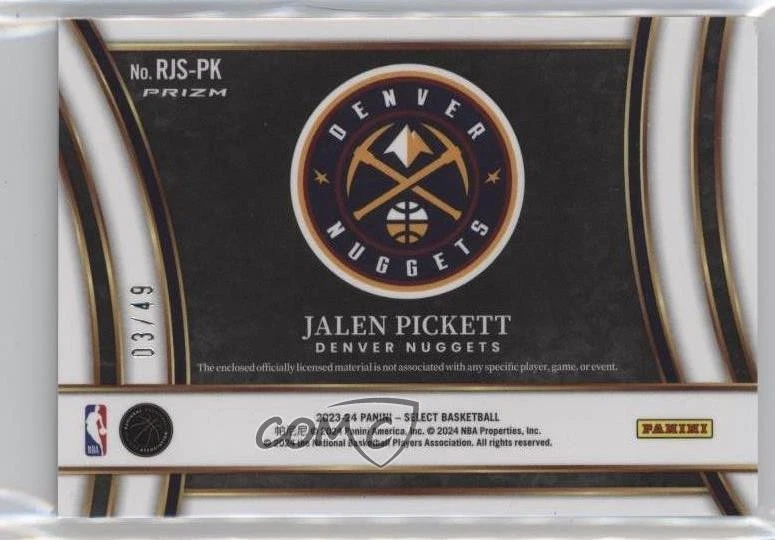 2023-24 Panini Select Jumbo Rookie Swatches Copper Prizm /49 Jalen Pickett RC - Image 2 of 2