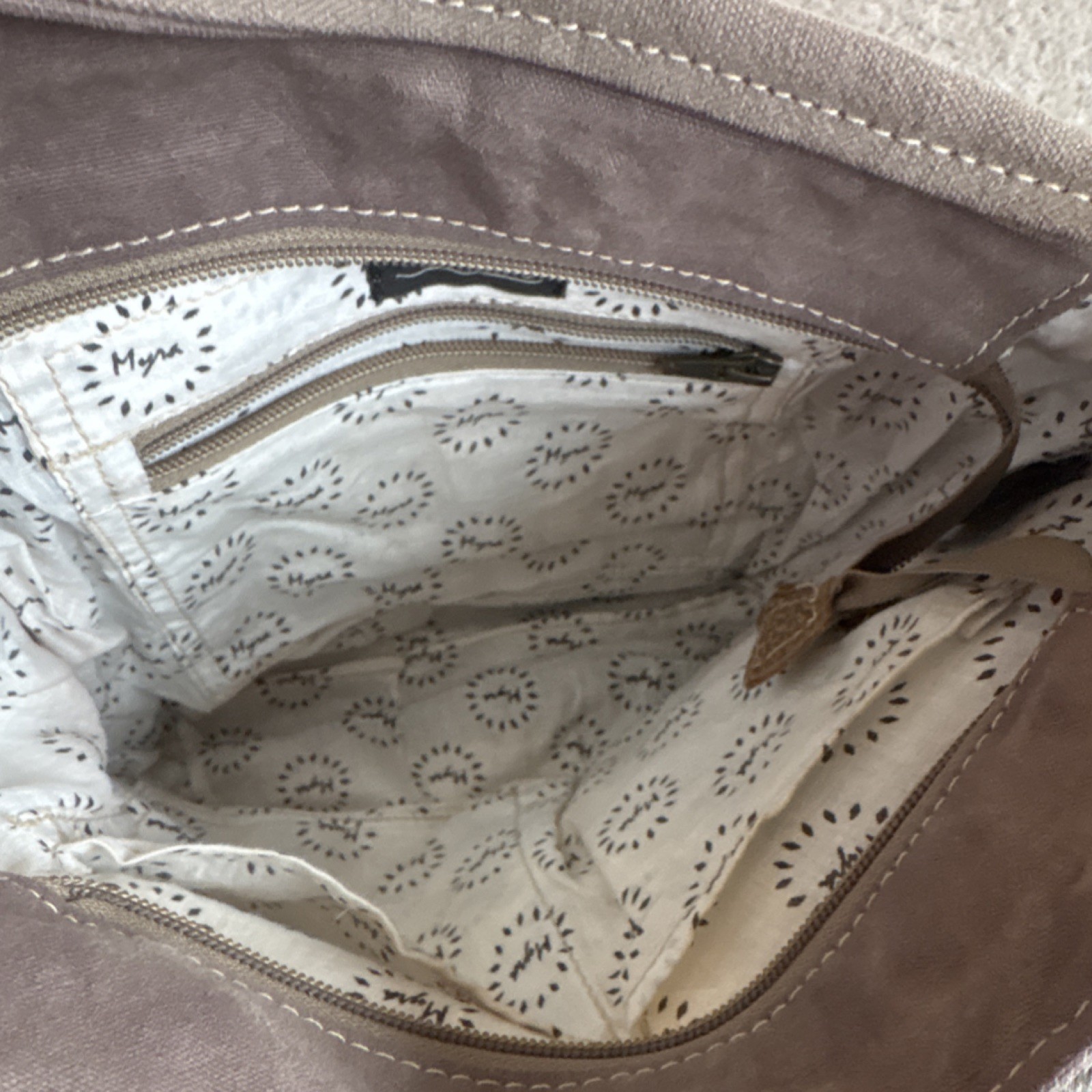 Myra Brown Gray Patchwork Shoulder Bag Geometric … - image 3