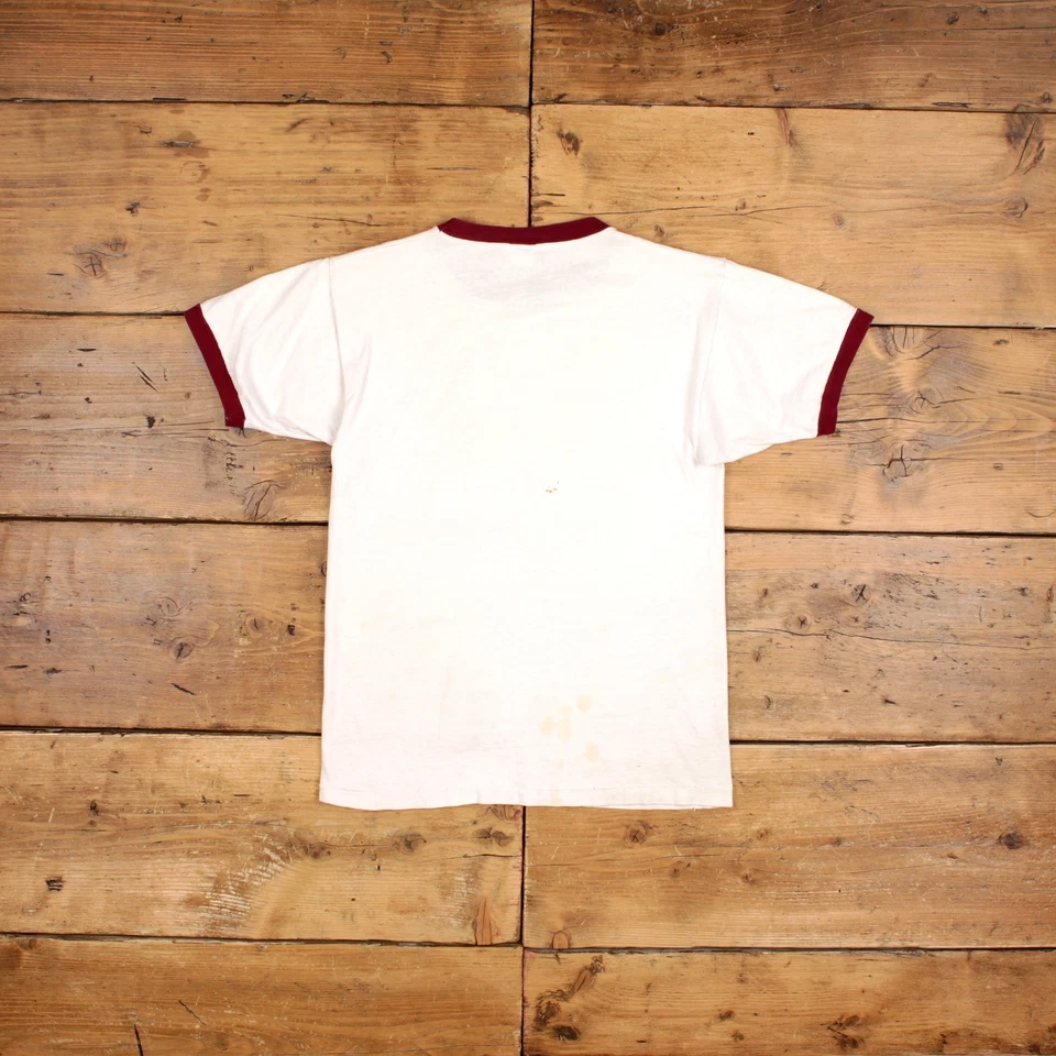 Camiseta Vintage Champion Puntada Única Gráfica Pequeña Años 80 Hecha en EE. UU. Timbre Blanca Foto 2 de 4