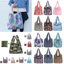 Large Reusable Shopping Bags Heavy Duty Foldable Grocery Tote Bag Handbags Pouch