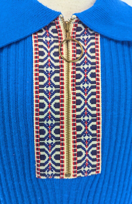 Vtg 60s 70s MONTGOMERY WARD Adult L Sweater Blue HIPPIE