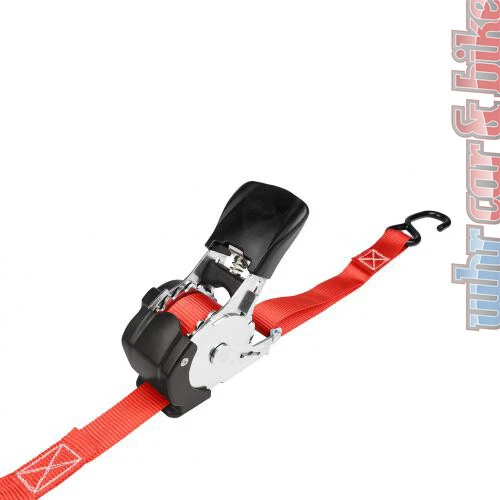 2x LAS Automatik-Spanngurt rot 500kg 25mm Zurrgurt Gurt mit Ratsche & S-Haken - Bild 2 von 4