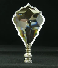 LAMP FINIAL-CRYSTAL LAMP FINIAL**24% LEAD**SATIN NICKEL BASE** (LARGE)