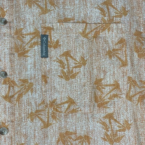 Columbia Mens XL Hawaiian Short Sleeve Button Up Shirt Linen Blend Pocket - Picture 3 of 11