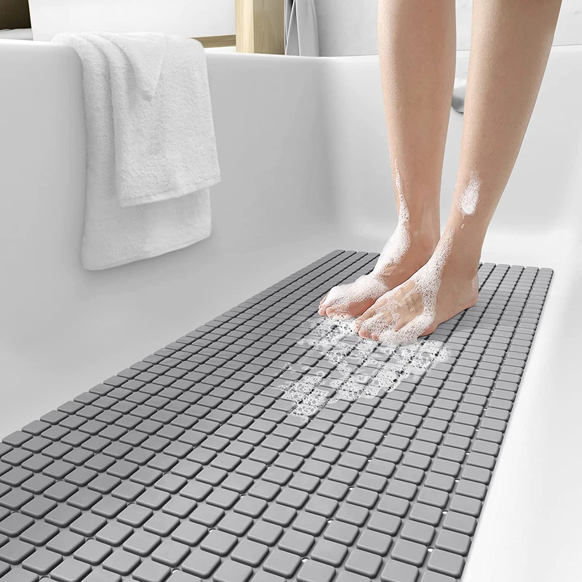 DEXI Bath Tub Shower Mat Non-Slip 16 X 39 Extra Long Bathtub Mats