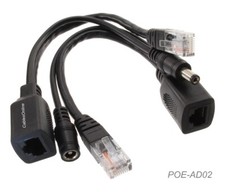 POE Injector  Splitter Cable Set, DC Power  Data Ethernet RJ45 Send  Receive