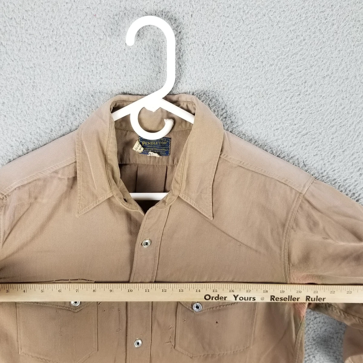 Vintage 1930s 1940s Pendleton Wool Gab Gabardine Slant Pocket Shirt M/L Flaws
