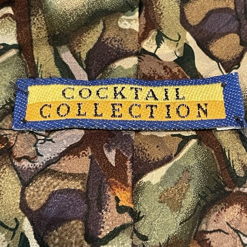 Cocktail Collection 100% Silk Neck Tie Camouflage Colors Brown Abstract 52”x3.5” - Picture 2 of 5