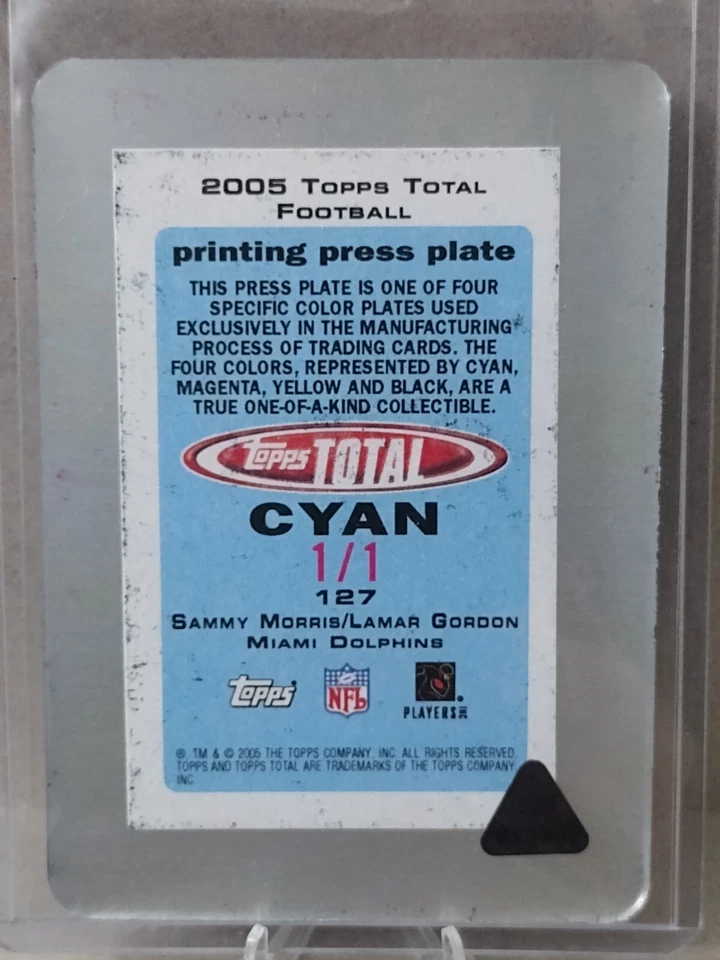 2005 Topps Total Sammy Morris/Lamar Gordon #127 Cyan Printing Plate 1/1 - Image 2 of 2