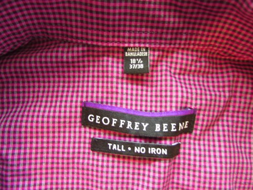 Geoffrey Beene Red Black Small Checkered Dress Shirt Men's Size 2XL Tall - 第 2/5 張圖片