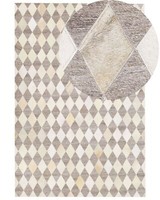 Dekorativer Lederteppich In Karomuster 140X200 Cm Beige/Braun Seslice