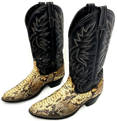 ACME Vintage Men Python Snakeskin Leather Western Boots Rodeo USA Made 9 D