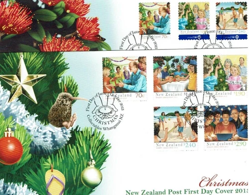 New Zealand: 2013  Christmas, 2 FDCs includes booklet and sheet stamps.