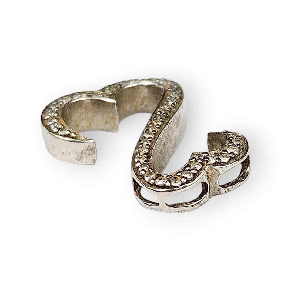 Colgante Diamante Doble Corazón Abierto Esterlina Pave Lab Creado Plata 925 JWBR 3/4" Foto 4 de 4