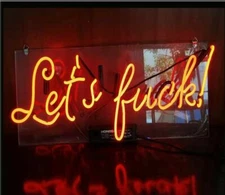 Let's Fvck Neon Sign Light Handcraft Artwork Wall Hanging Nightlight Gift 14"x7"
