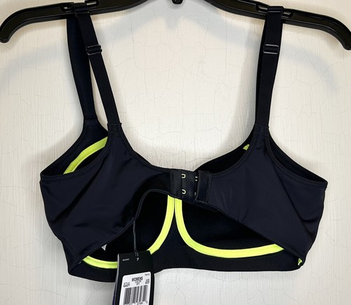 NIKE PRO 32DD Women's HERO HIGH SUPPORT Sports Bra-Black/Yellow Volt Logo NWT - Picture 9 of 11