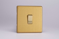 Varilight Flat Screwless Brushed Brass Light Switches, Plug Sockets, TV Sockets
