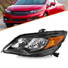 For 2014-2015 Honda Civic Coupe 2Dr Black Amber Halogen Headlight