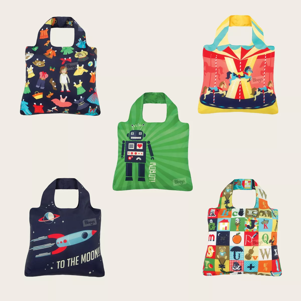 Envirosax Kids Designer Reusable Foldaway Eco Shopping Bag Robot