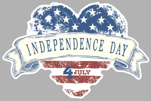 Independence Day 4th July USA Self Adhesive Vinyl Sticker