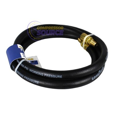 Goodyear 6' x 3/8'' Rubber Air Hose Whip 250 PSI 1/4'' NPT USA Made 10324