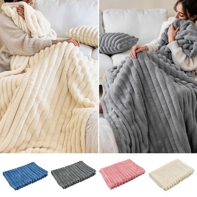 FURNITURE-ONLINE-OFFER Thick Flannel Fleece Warm Blankets Bed Sofa Throw Plush Blanket Double King Size