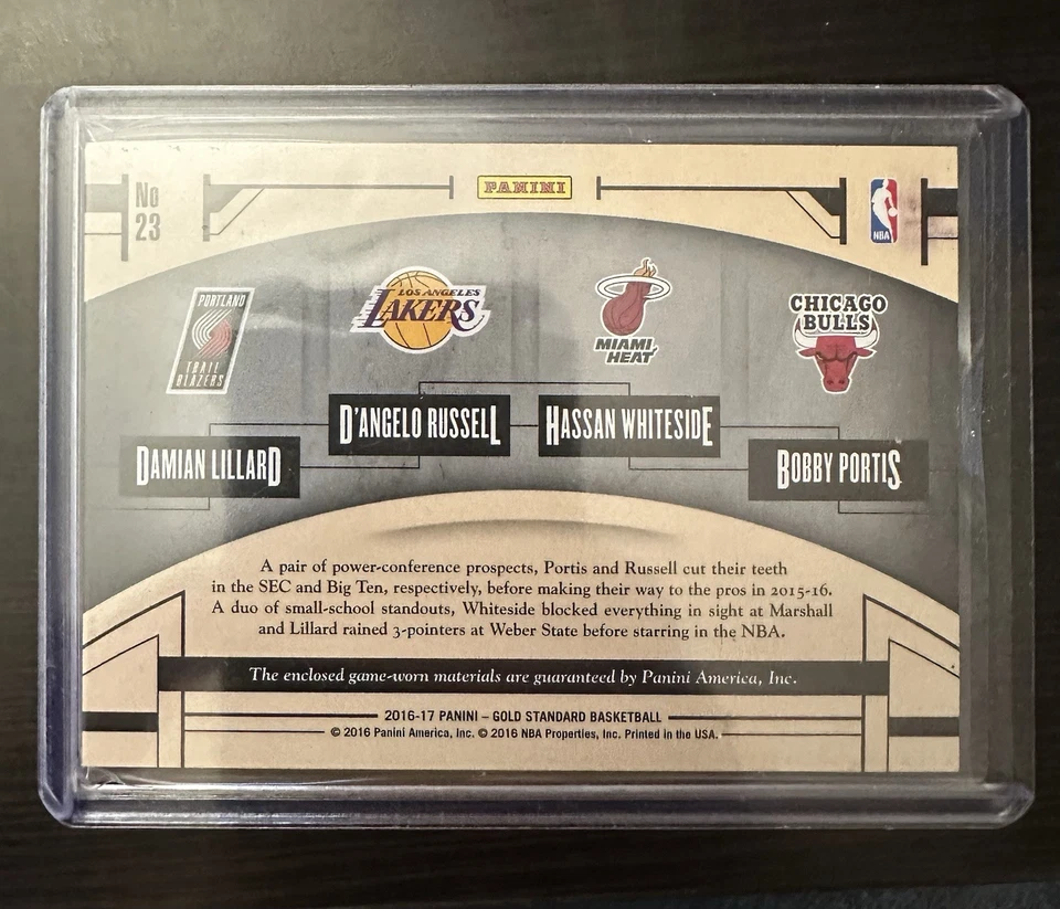 2016-17 Panini Gold Standard Golden Quads Lillard/Russell/Whiteside/Portis #6/15 - Image 2 of 2