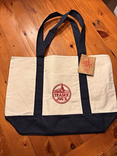 Trader Joe's Canvas Tragetasche Shopper in Beige/Navy mit Logo