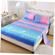 Rainbow Galaxy Sheet Set Size, 4-Piece Bedding with Glitter Twin Vibrant Blue
