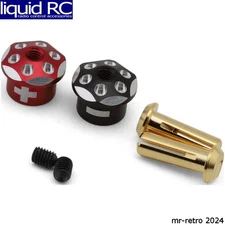 Yokomo RP121P4 Aluminum Battery Plug Grip Set (Red/Black)